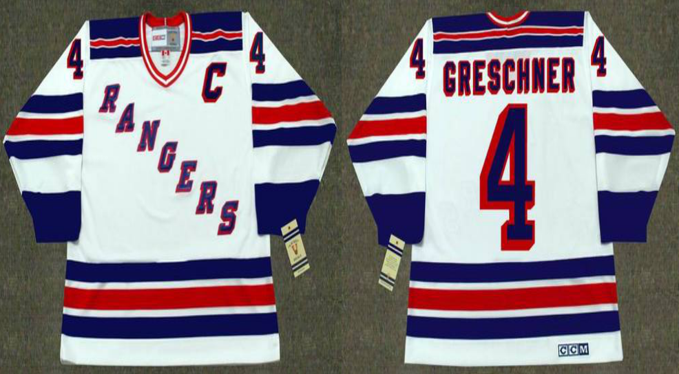 2019 Men New York Rangers 4 Greschner white CCM NHL jerseys